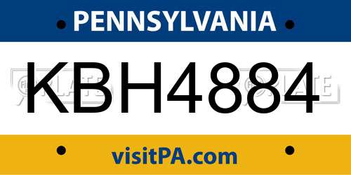 KBH4884 Pennsylvania License Plate