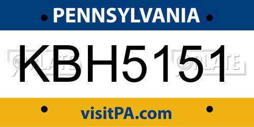 KBH5151 Pennsylvania License Plate