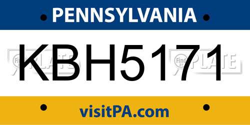 KBH5171 Pennsylvania License Plate