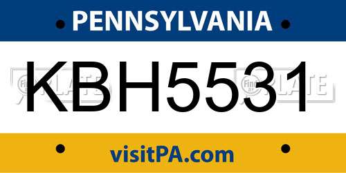 KBH5531 Pennsylvania License Plate