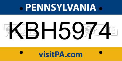 KBH5974 Pennsylvania License Plate