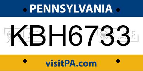 KBH6733 Pennsylvania License Plate