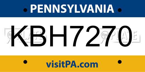 KBH7270 Pennsylvania License Plate
