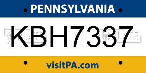 KBH7337 Pennsylvania License Plate