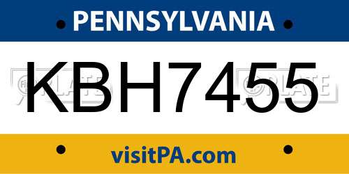 KBH7455 Pennsylvania License Plate
