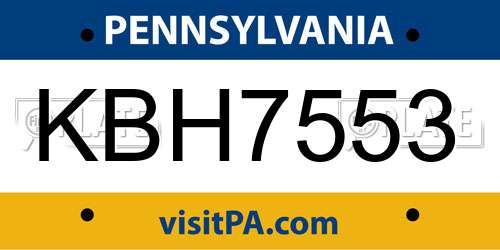 KBH7553 Pennsylvania License Plate