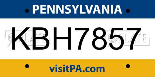 KBH7857 Pennsylvania License Plate