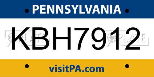 KBH7912 Pennsylvania License Plate