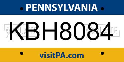KBH8084 Pennsylvania License Plate