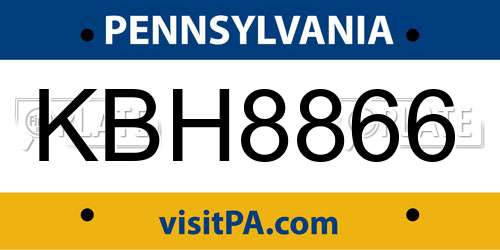 KBH8866 Pennsylvania License Plate