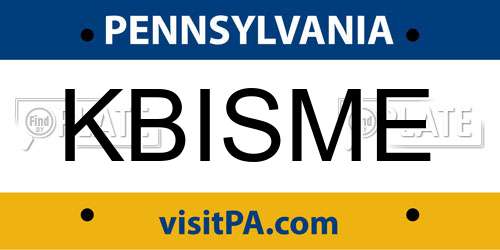KBISME Pennsylvania License Plate