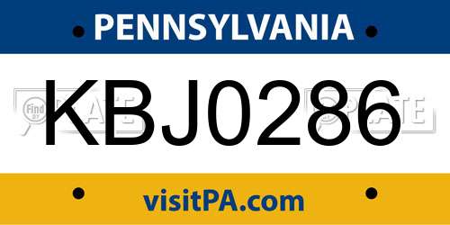KBJ0286 Pennsylvania License Plate