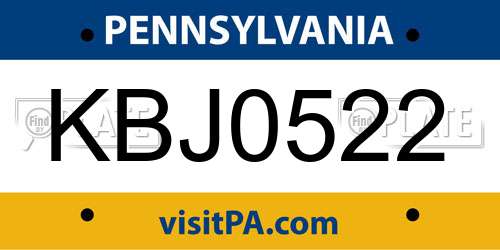 KBJ0522 Pennsylvania License Plate