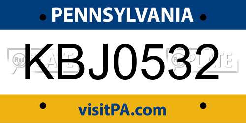 KBJ0532 Pennsylvania License Plate