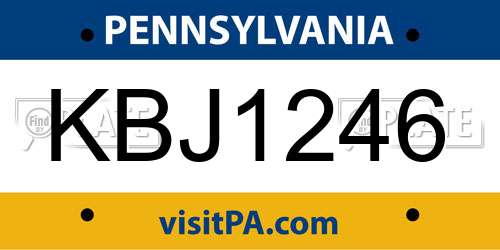 KBJ1246 Pennsylvania License Plate