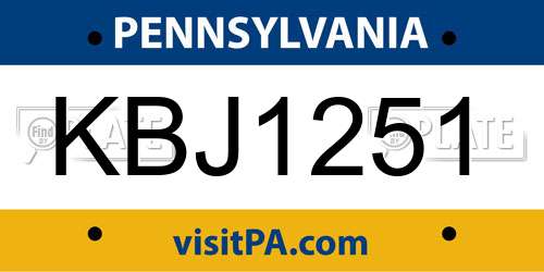KBJ1251 Pennsylvania License Plate