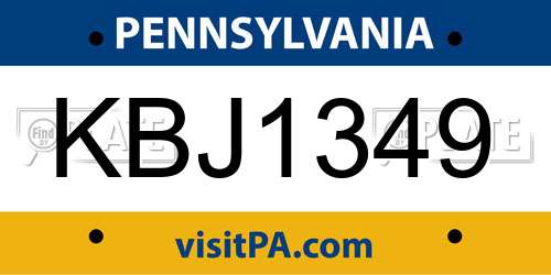 KBJ1349 Pennsylvania License Plate