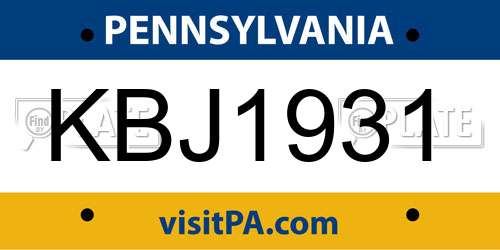 KBJ1931 Pennsylvania License Plate