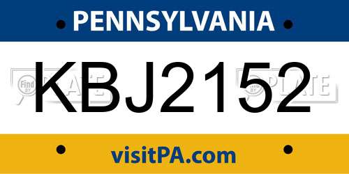 KBJ2152 Pennsylvania License Plate