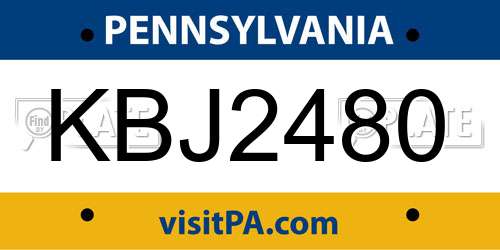 KBJ2480 Pennsylvania License Plate