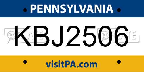 KBJ2506 Pennsylvania License Plate