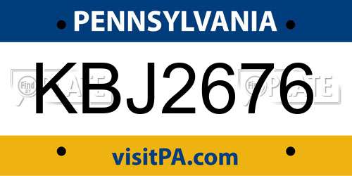 KBJ2676 Pennsylvania License Plate