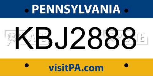 KBJ2888 Pennsylvania License Plate