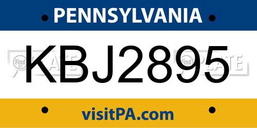 KBJ2895 Pennsylvania License Plate