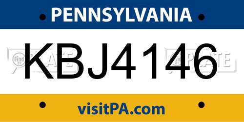 KBJ4146 Pennsylvania License Plate