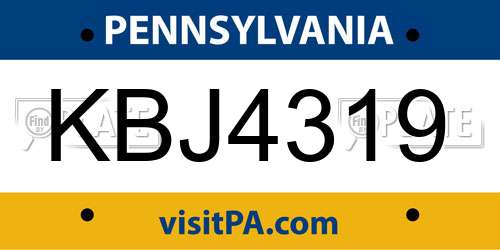 KBJ4319 Pennsylvania License Plate