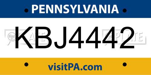 KBJ4442 Pennsylvania License Plate
