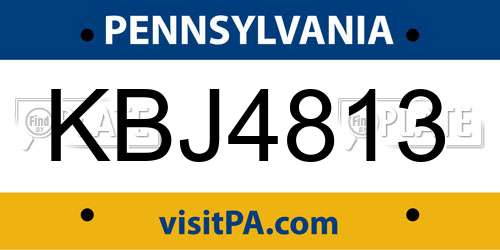 KBJ4813 Pennsylvania License Plate