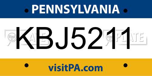 KBJ5211 Pennsylvania License Plate