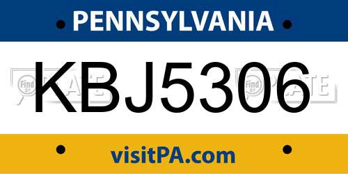 KBJ5306 Pennsylvania License Plate