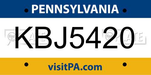 KBJ5420 Pennsylvania License Plate