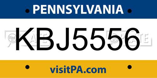 KBJ5556 Pennsylvania License Plate