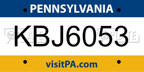 KBJ6053 Pennsylvania License Plate