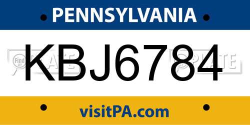 KBJ6784 Pennsylvania License Plate