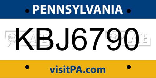 KBJ6790 Pennsylvania License Plate