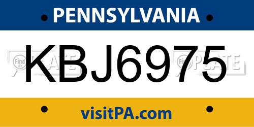 KBJ6975 Pennsylvania License Plate
