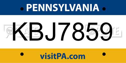 KBJ7859 Pennsylvania License Plate