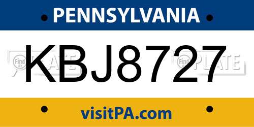 KBJ8727 Pennsylvania License Plate
