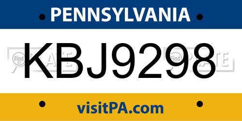 KBJ9298 Pennsylvania License Plate