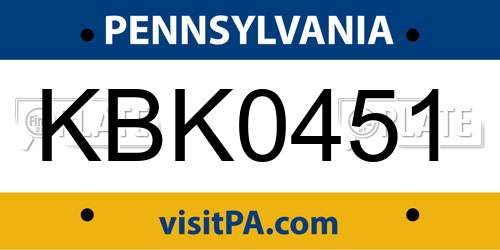 KBK0451 Pennsylvania License Plate