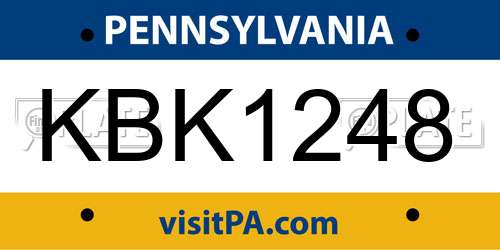 KBK1248 Pennsylvania License Plate