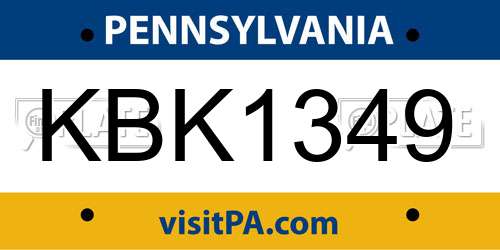 KBK1349 Pennsylvania License Plate