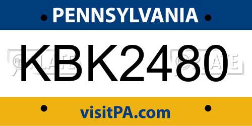 KBK2480 Pennsylvania License Plate