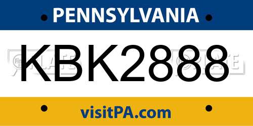 KBK2888 Pennsylvania License Plate