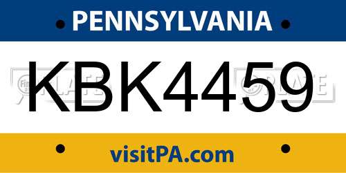KBK4459 Pennsylvania License Plate