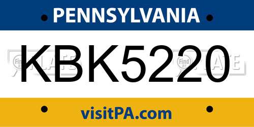 KBK5220 Pennsylvania License Plate